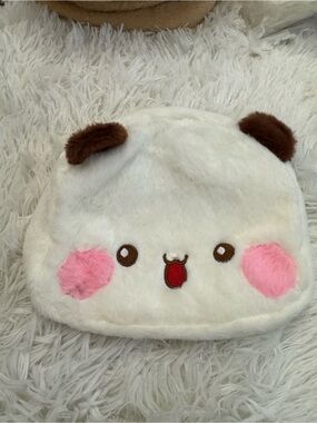 Plush White Cute Character Crossbody Bag with Pink Cheeks